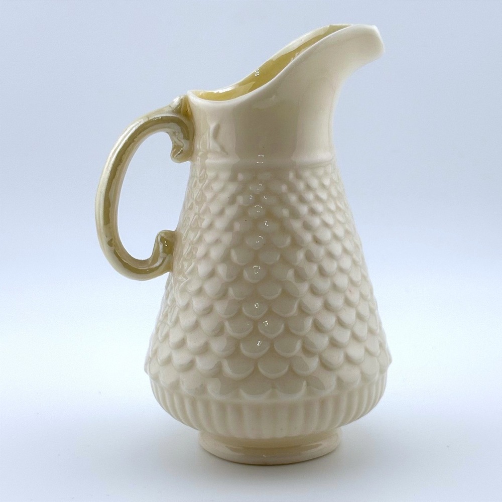 Belleek Ireland Neptune Shell Pitcher Creamer Iridescent Luster 6th Green Mark